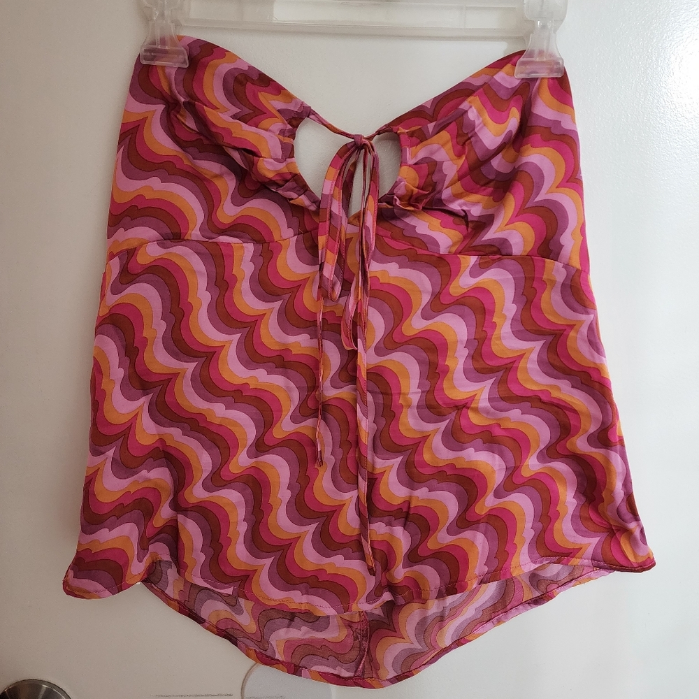 Pink Satin Strapless Top